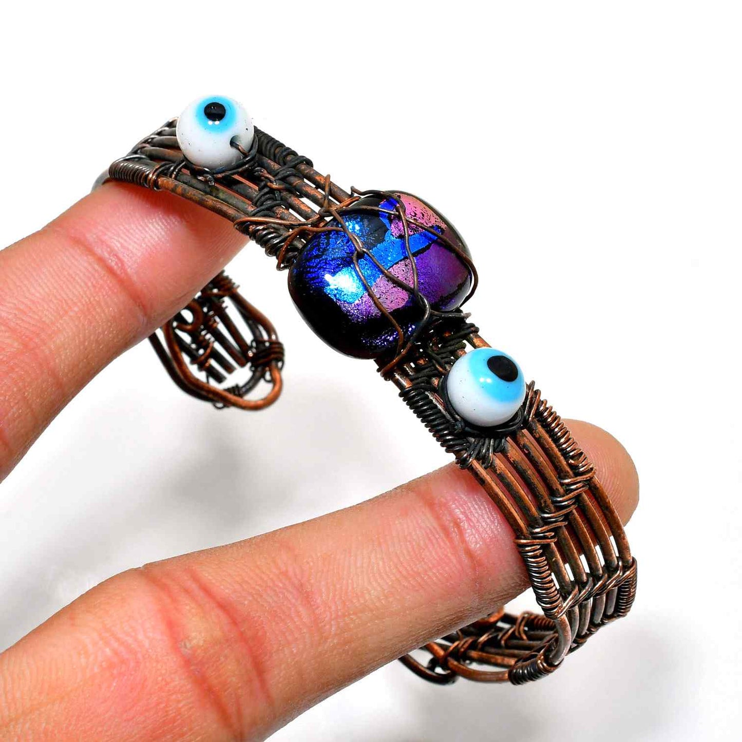 Iris’ Shield – Iridescent Copper Eye Bracelet