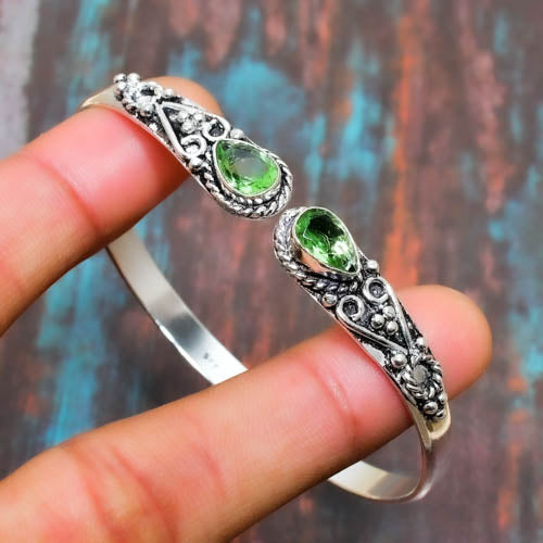 Nature's Harmony – Peridot Sterling Silver Bangle