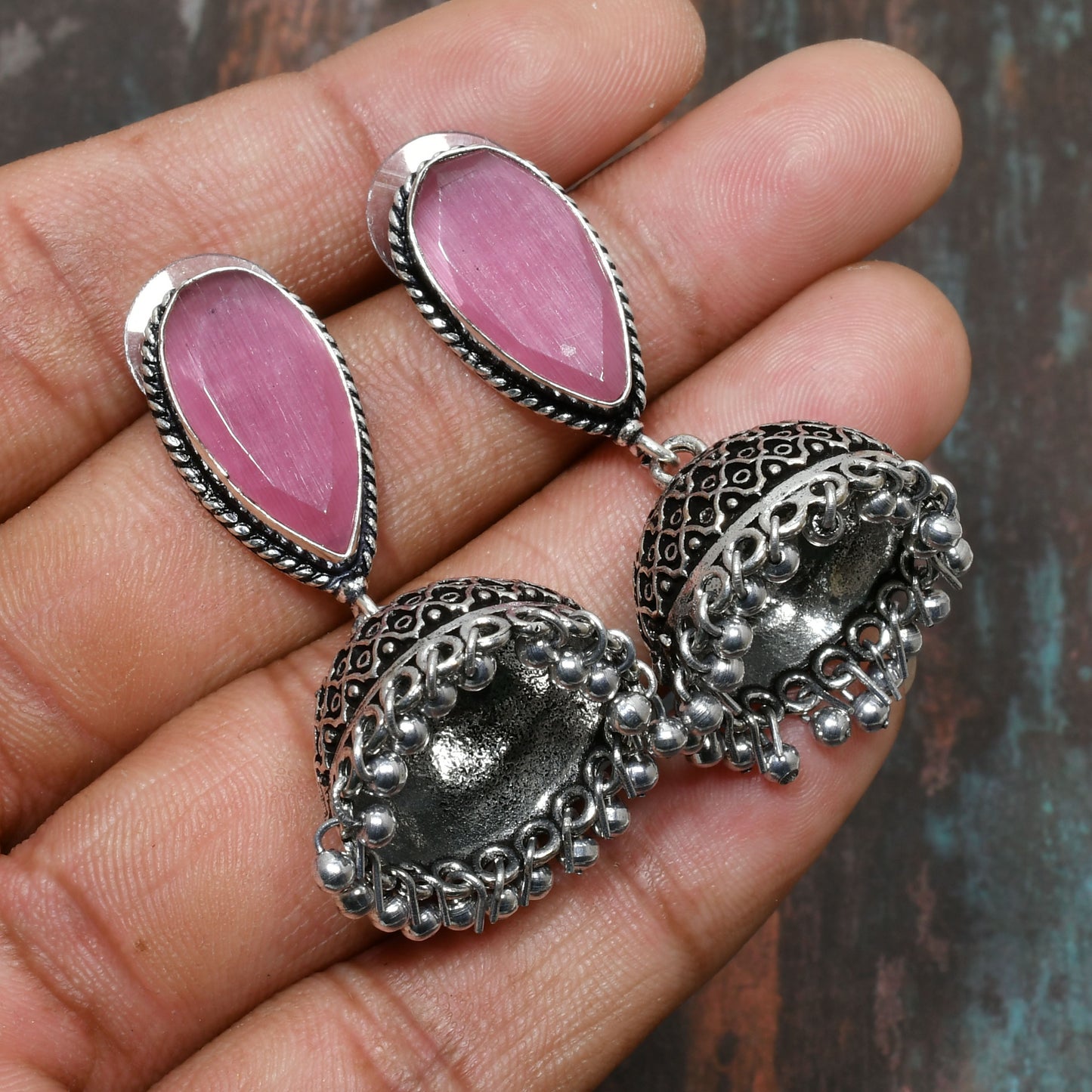 Heart’s Harmony – Rose Quartz Sterling Silver Drop Earrings