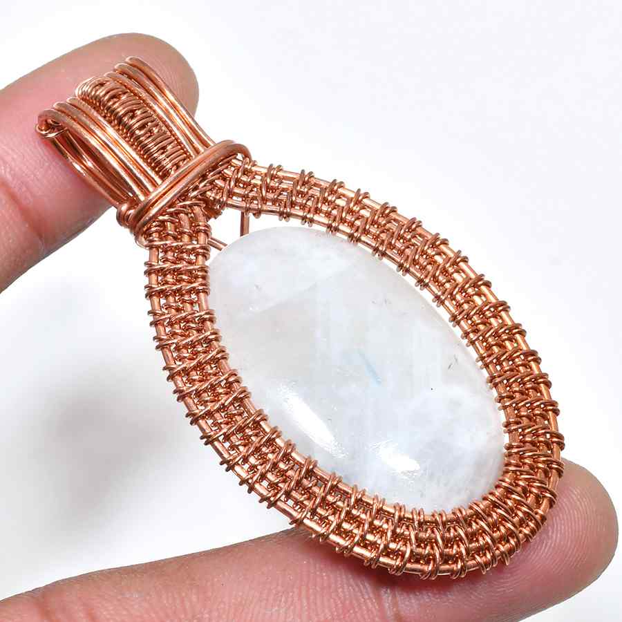 Glimmering Harmony – Copper Moonstone Pendant