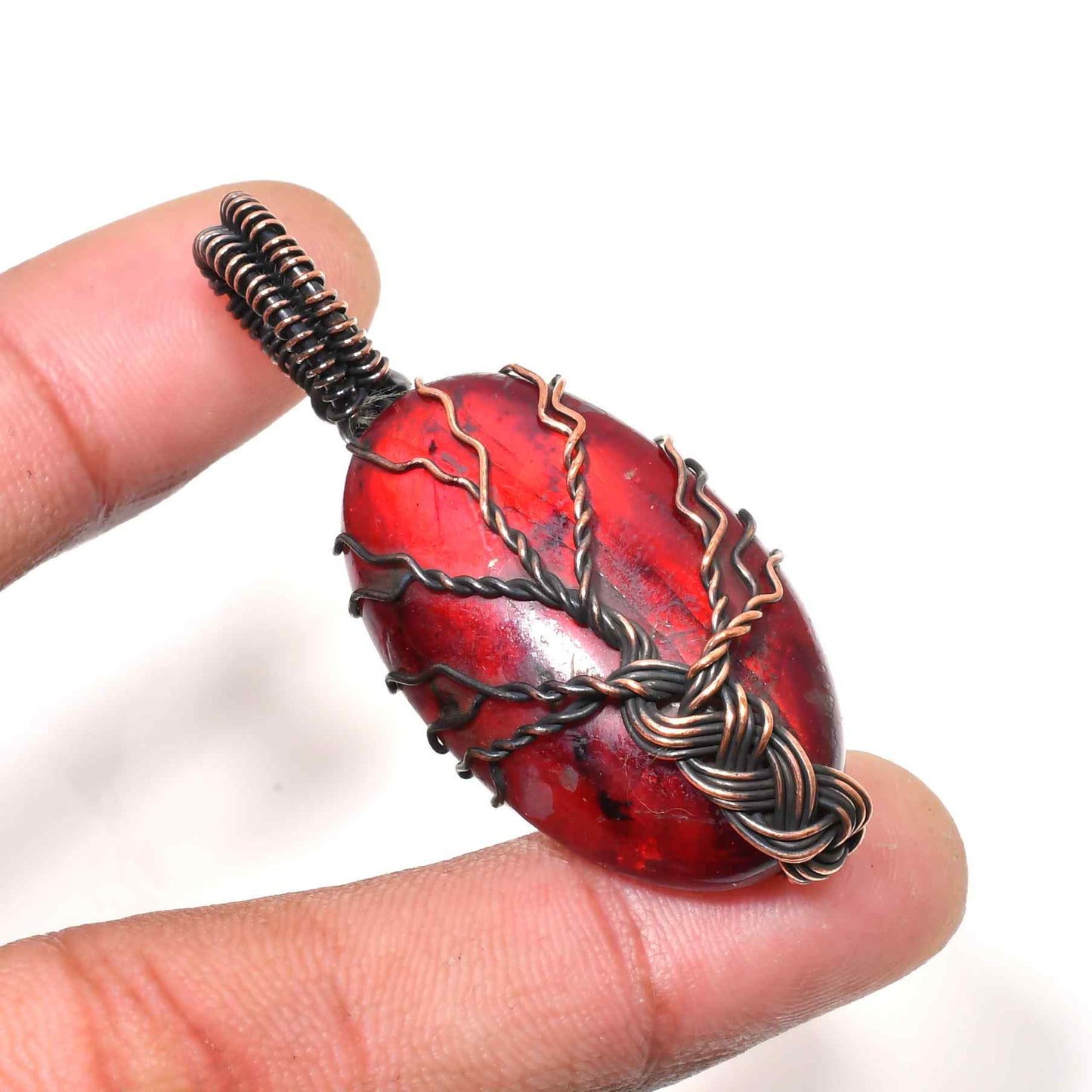 Ember Essence – Oxidized Copper Red Stone Pendant