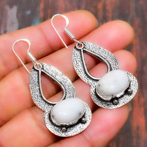 Moonlit Serenity – Silver White Gemstone Earrings