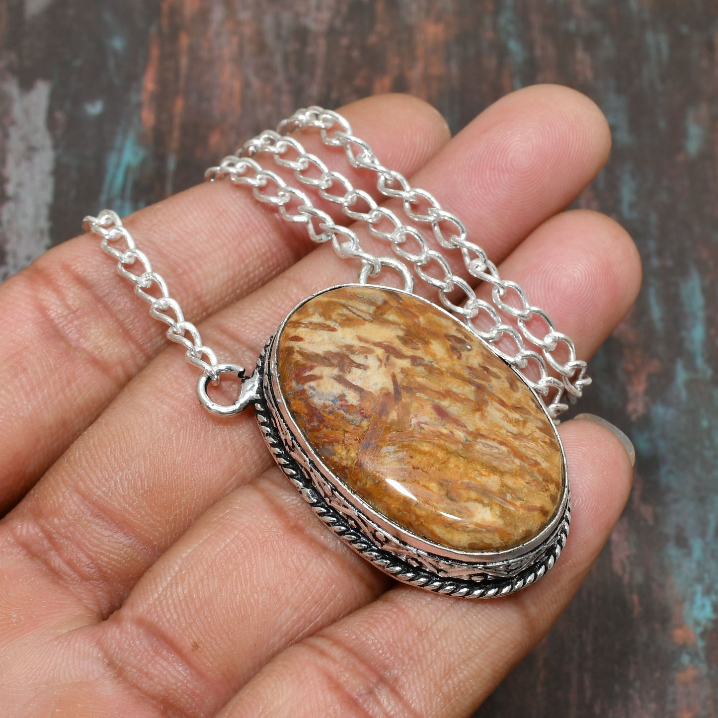 Gaia’s Embrace – Jasper Silver Pendant