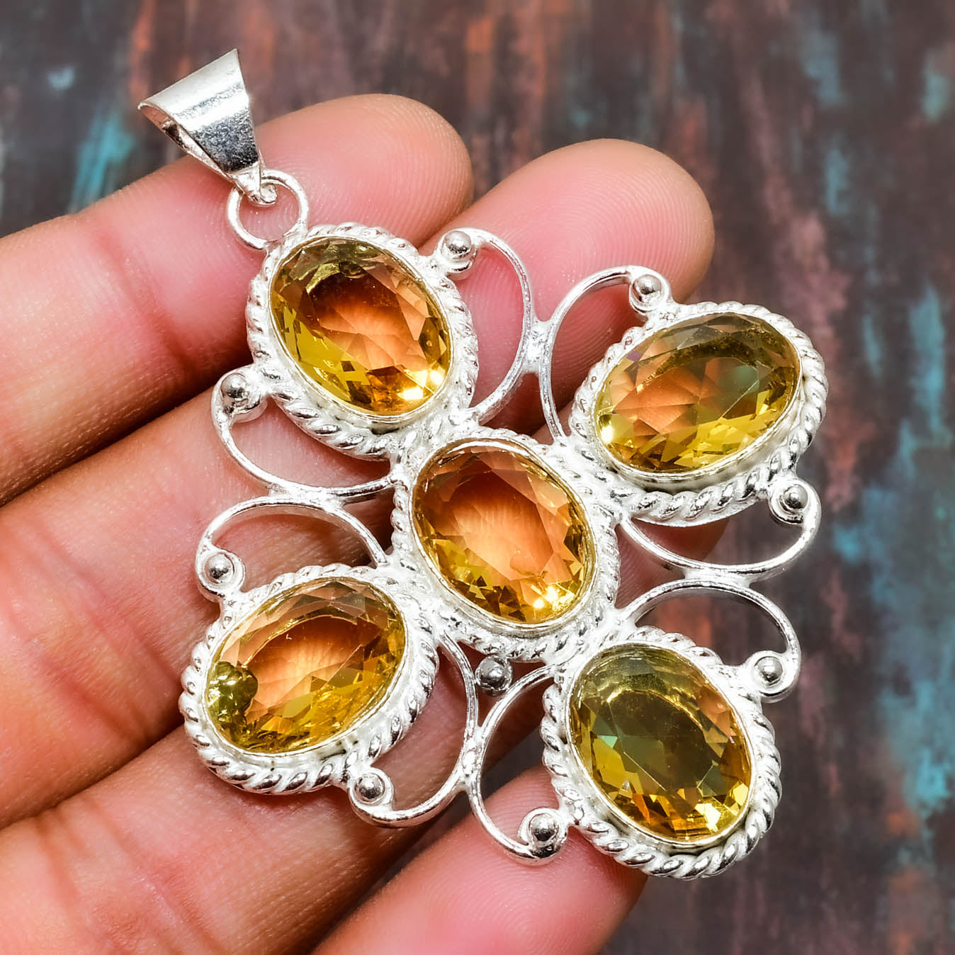 Sunlit Aura – Citrine Sterling Silver Pendant