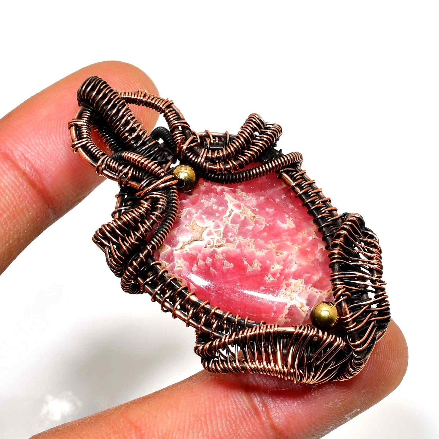 Rhodonite Reverie – Oxidized Copper Healing Pendant