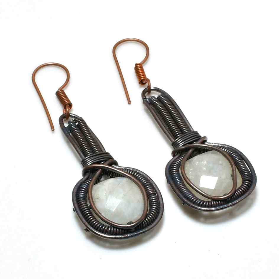 Moonlit Muse – Copper Moonstone Earrings