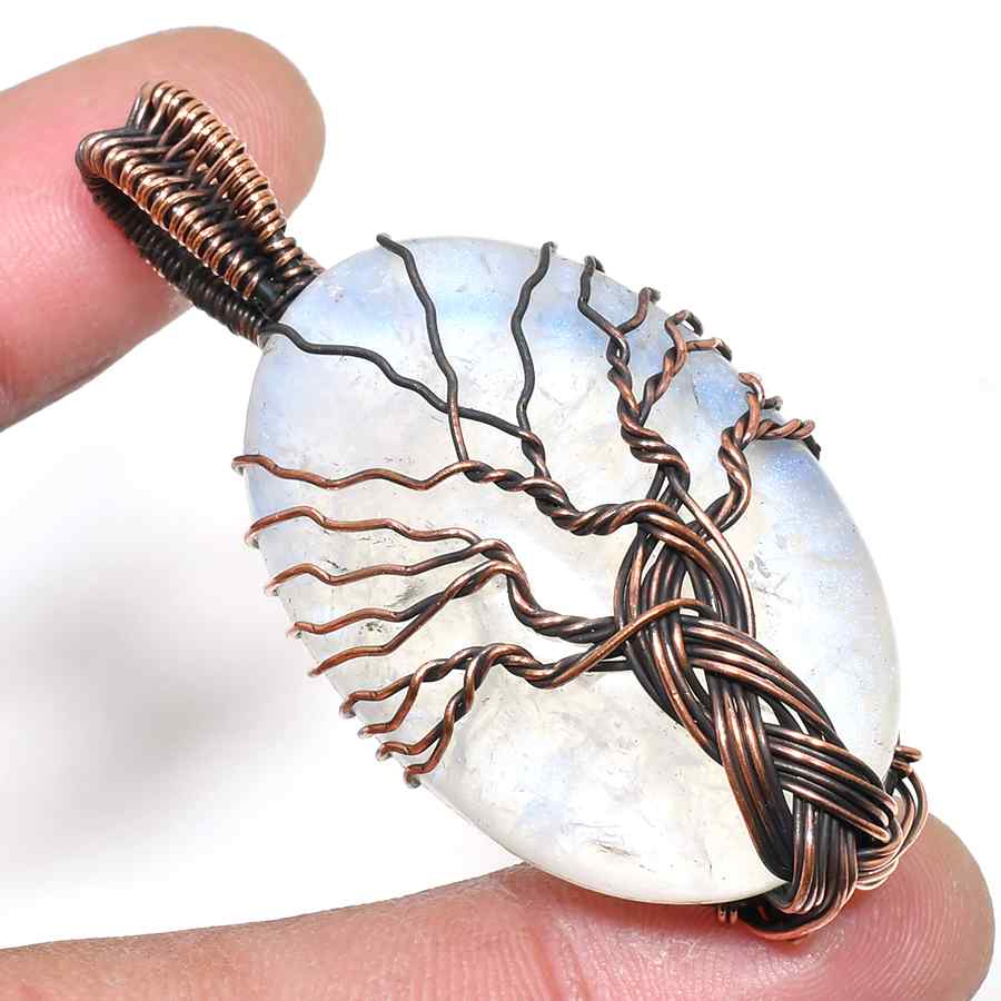 Moonlit Grove – Moonstone & Copper Pendant