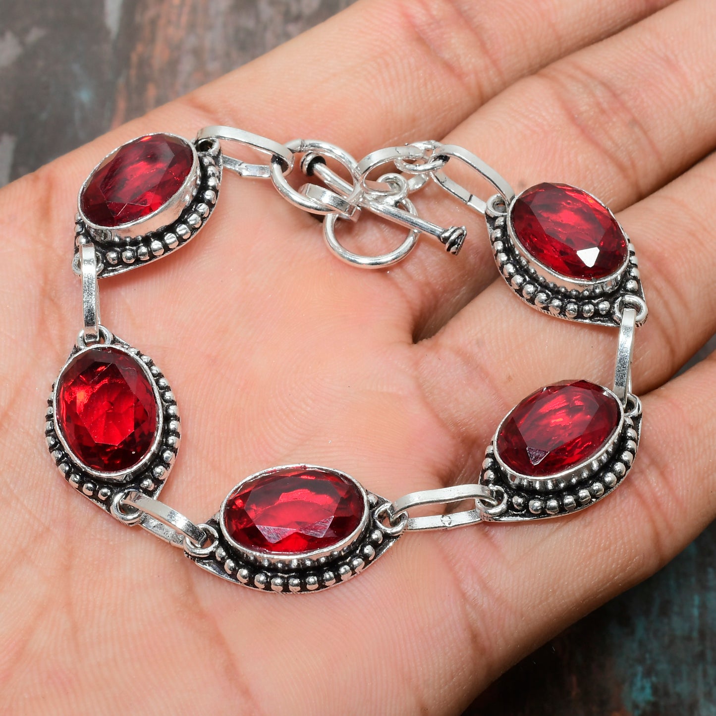 Scarlet Muse – Ruby & Sterling Silver Bracelet