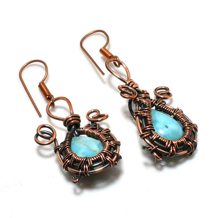 Selene’s Shield – Oxidized Copper Turquoise Earrings