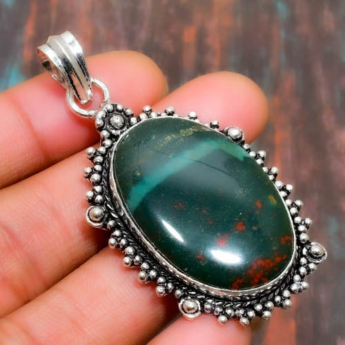 Gaia’s Resilience – Bloodstone & Silver Pendant