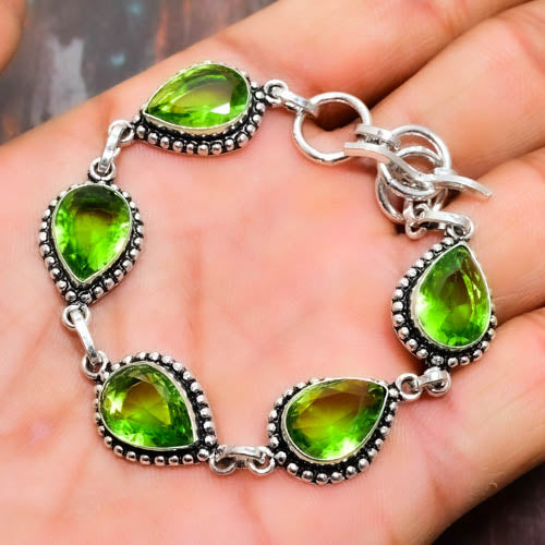 Elysia’s Radiance – Peridot Sterling Silver Bracelet