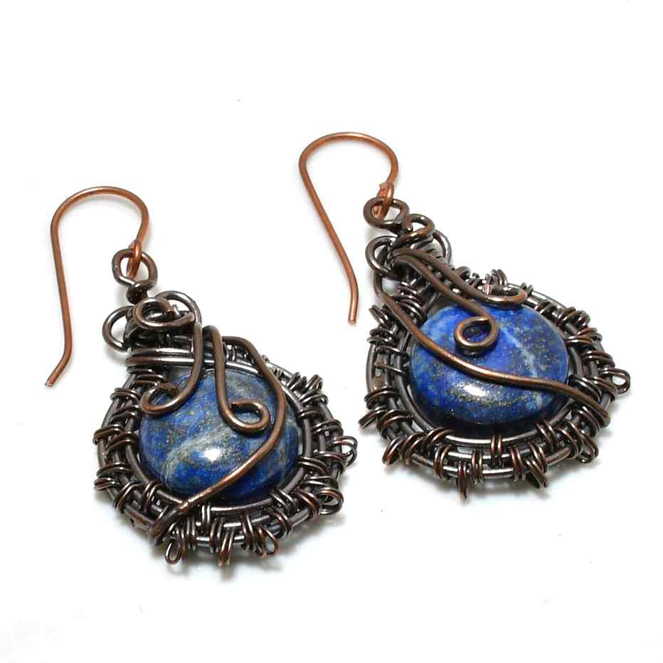 Moonlit Wisdom – Lapis Copper Earrings