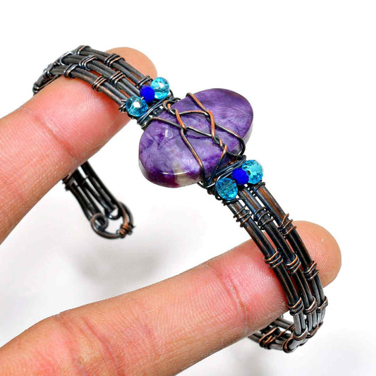 Inner Harmony – Amethyst & Copper Wire Bracelet