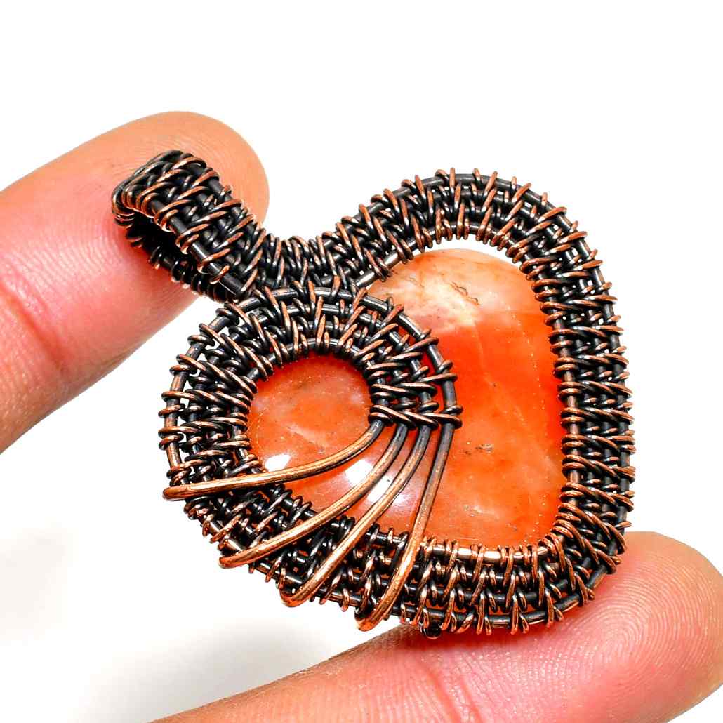 Ember’s Embrace – Oxidized Copper Carnelian Pendant