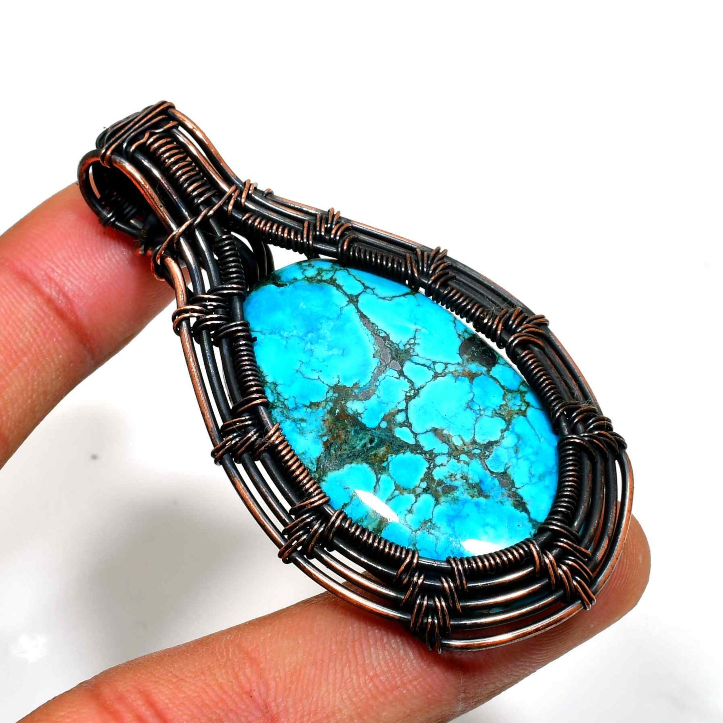 Azure Aura – Turquoise & Copper Pendant
