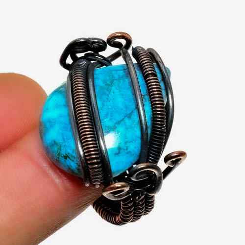 Tranquil Spiral – Turquoise Copper Ring