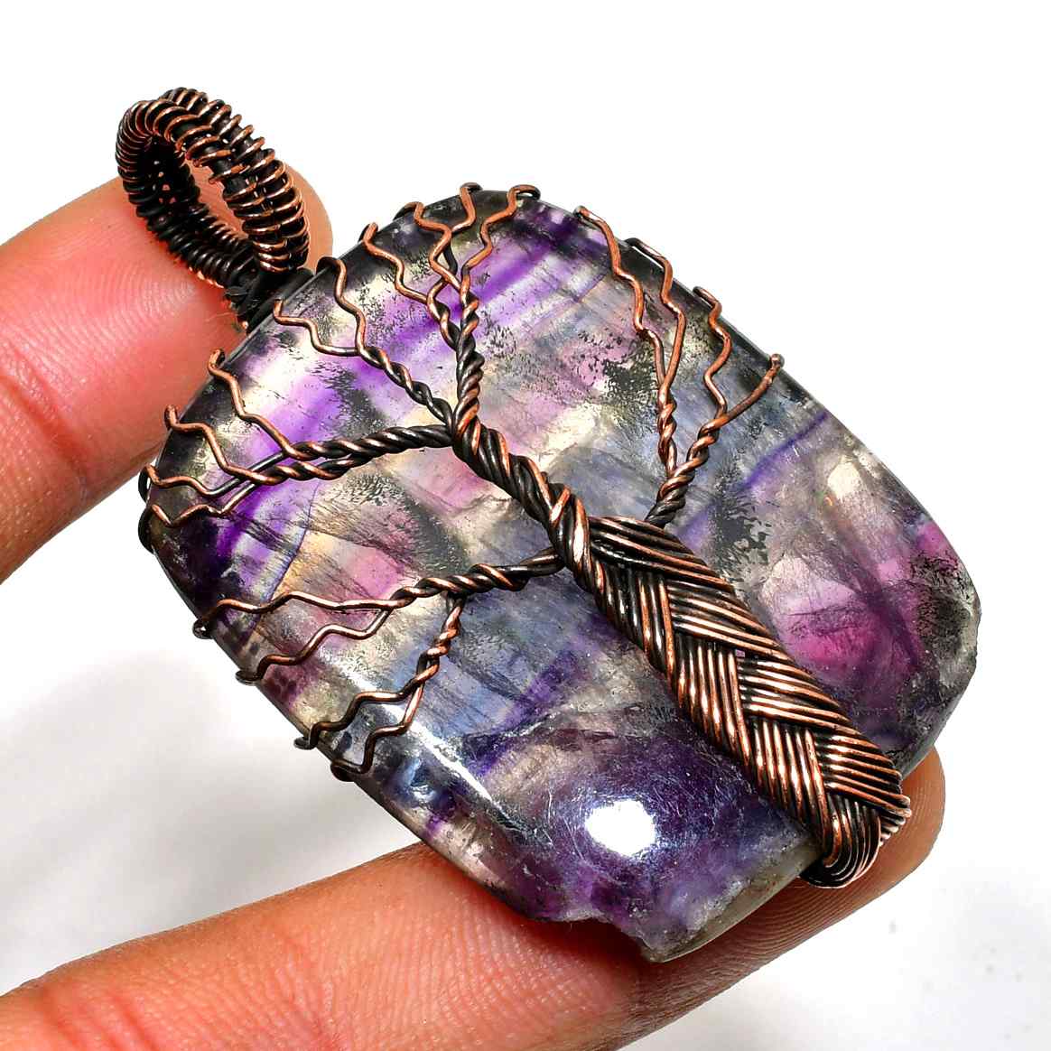 Ezra’s Veil – Mystic Amethyst & Copper Pendant