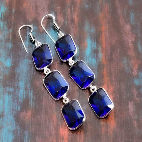 Azure Cascade – Sterling Silver Blue Gemstone Earrings