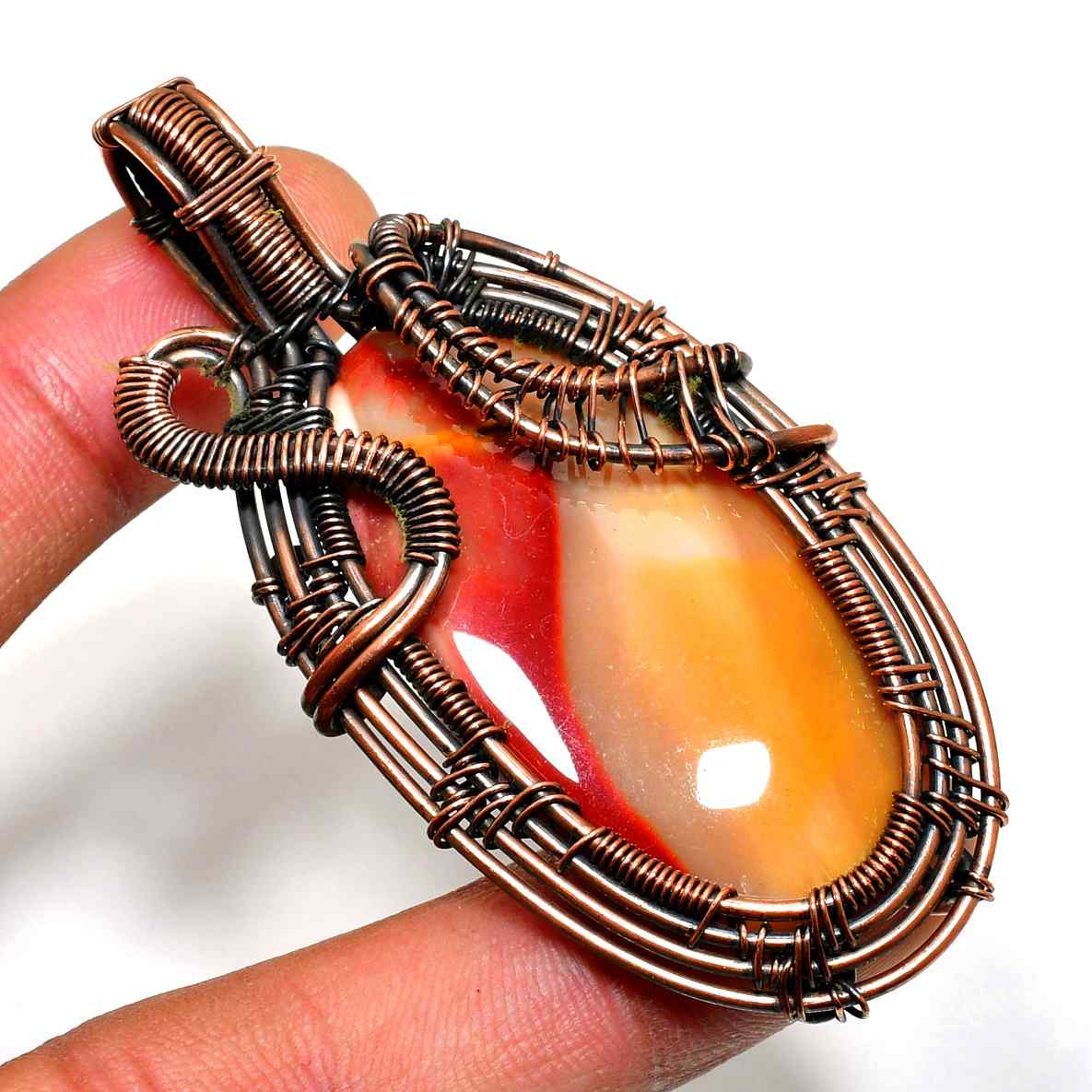 Ember’s Embrace – Natural Agate & Copper Pendant