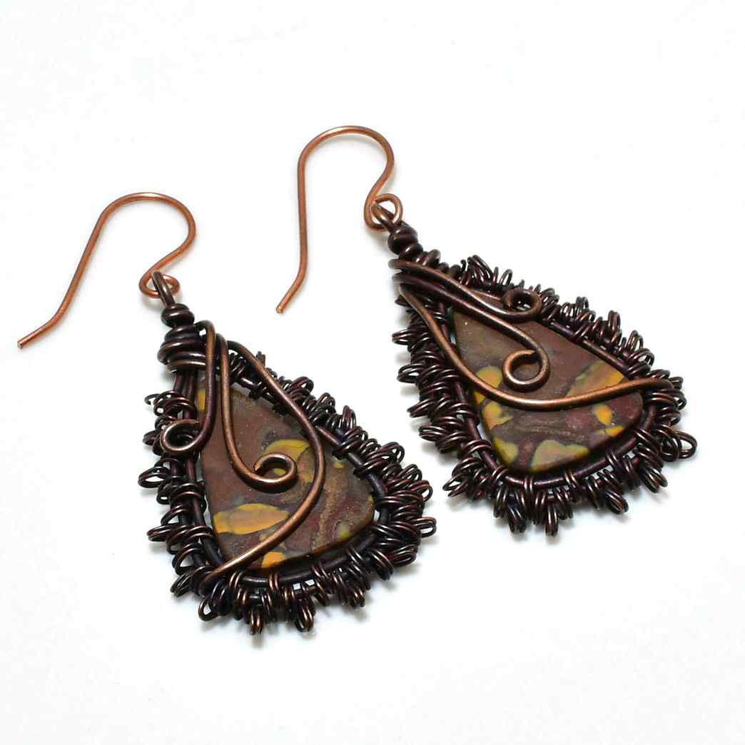 Earth’s Embrace – Copper-Wrapped Natural Stone Earrings