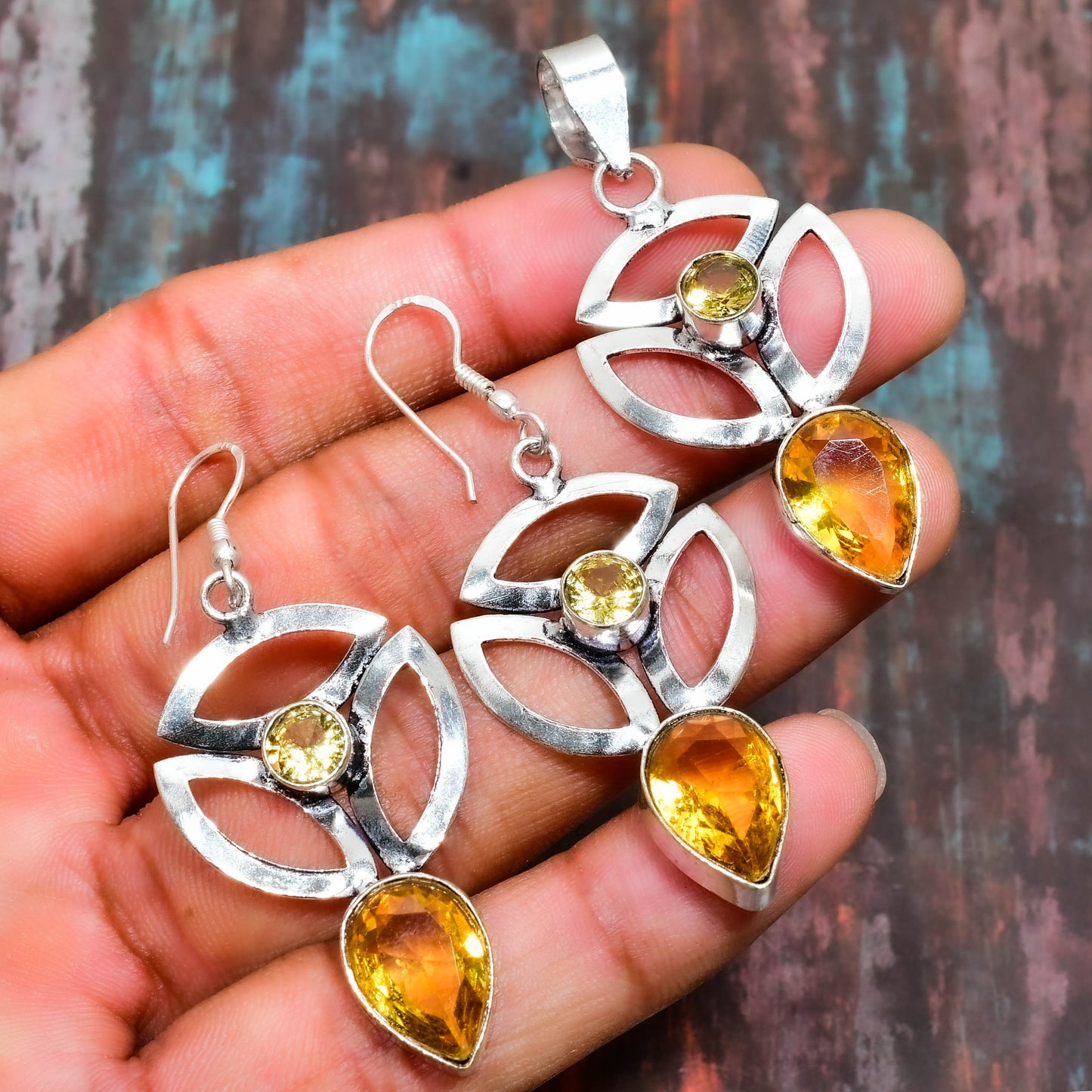 Sunlit Radiance – Citrine Sterling Silver Set