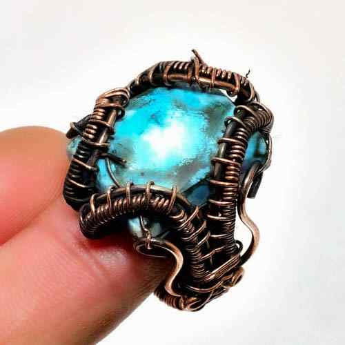 Ocean’s Embrace – Antique Copper Turquoise Ring