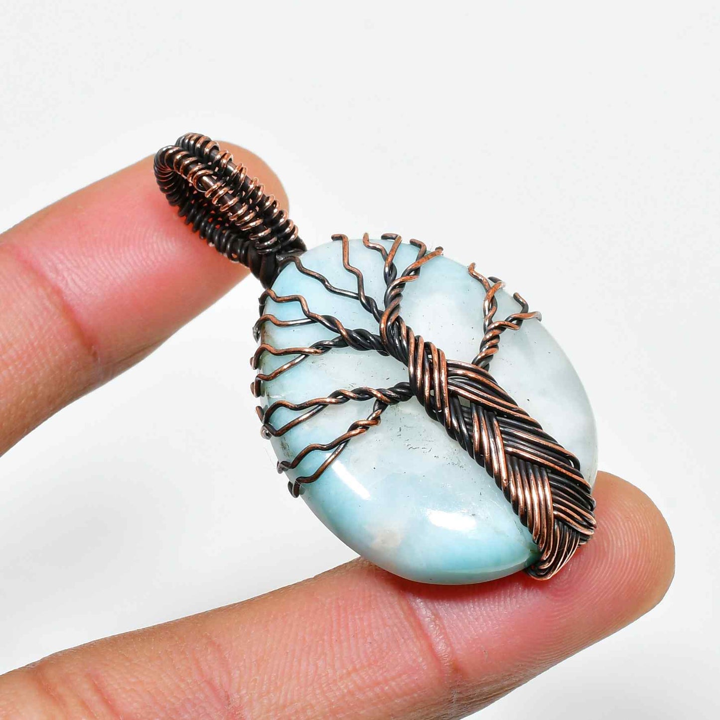 Serenity’s Embrace – Larimar Copper Pendant