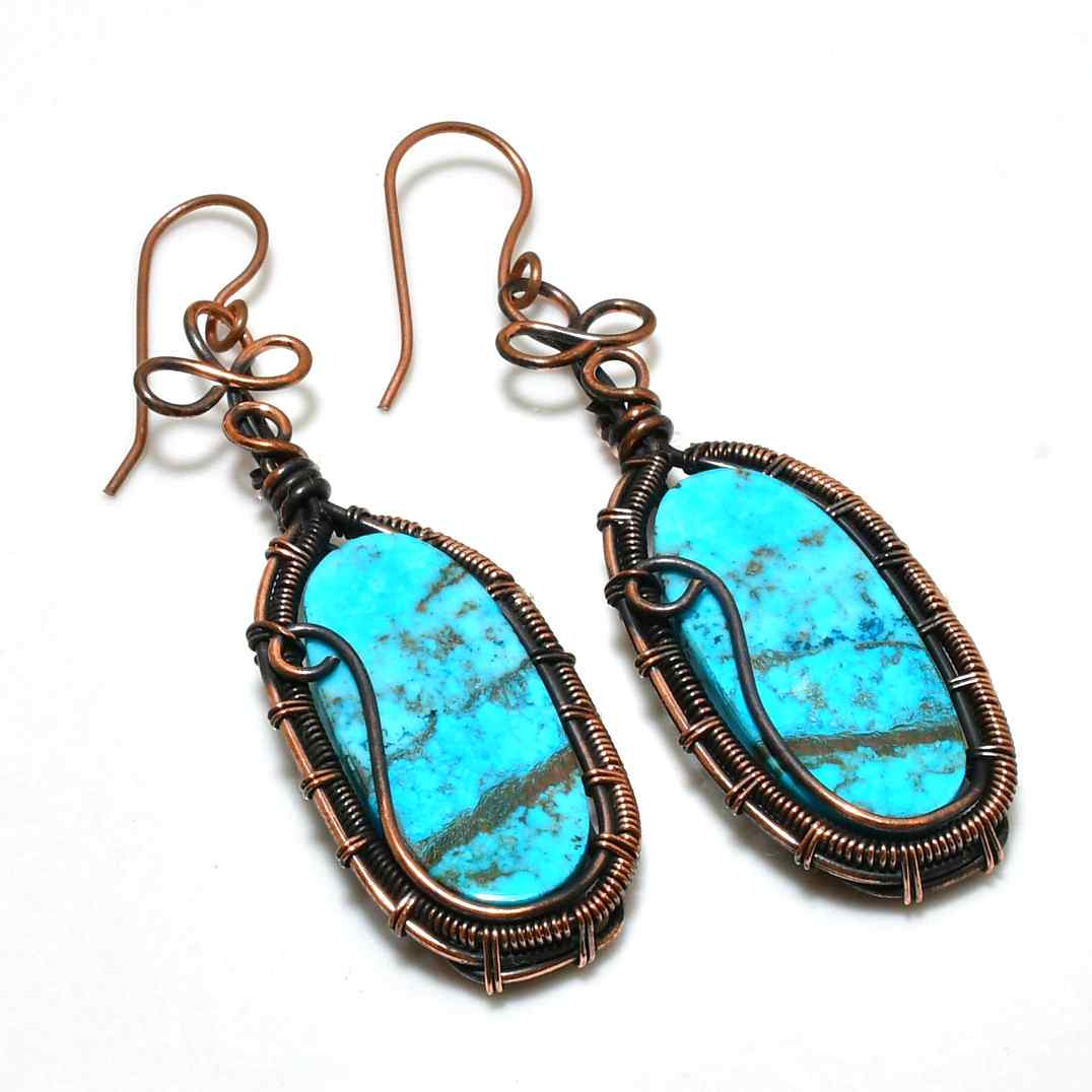 Turquoise Tranquility – Copper-Wrapped Earrings