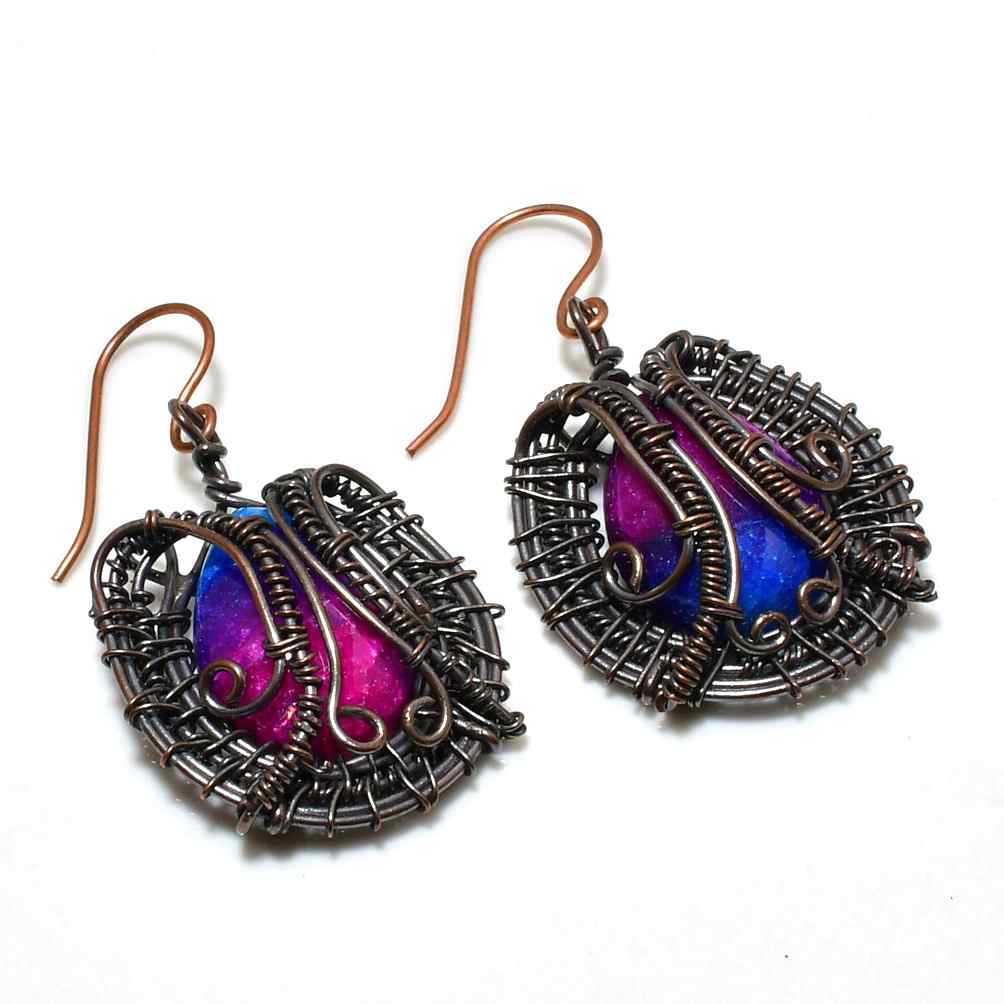 Etheric Harmony – Amethyst Copper Earrings