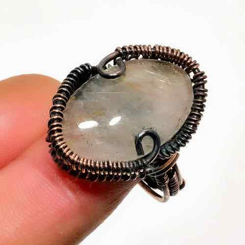 Luna’s Embrace – Oxidized Copper Moonstone Ring
