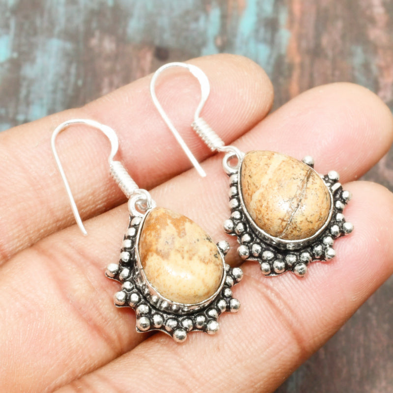 Gaia’s Harmony – Silver Natural Stone Earrings