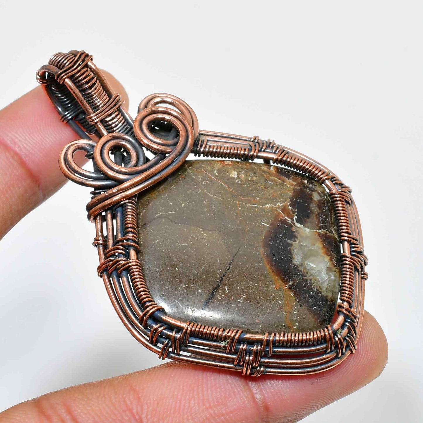 Gaia’s Harmony – Oxidized Copper Agate Pendant