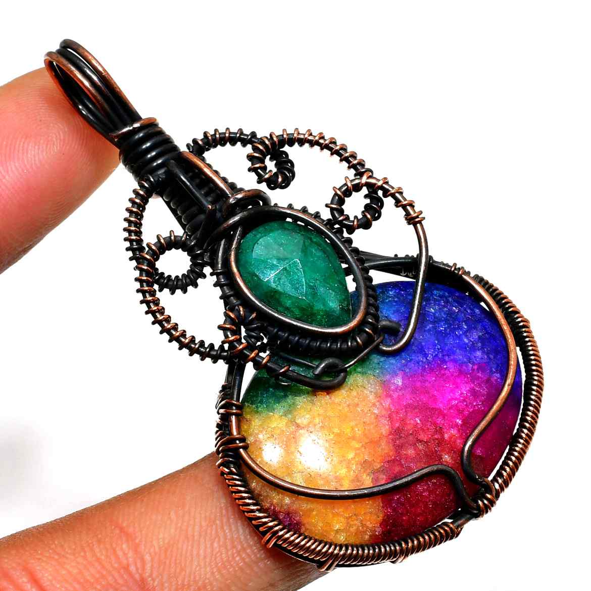 Aurora’s Embrace – Rainbow Drusy Quartz Pendant