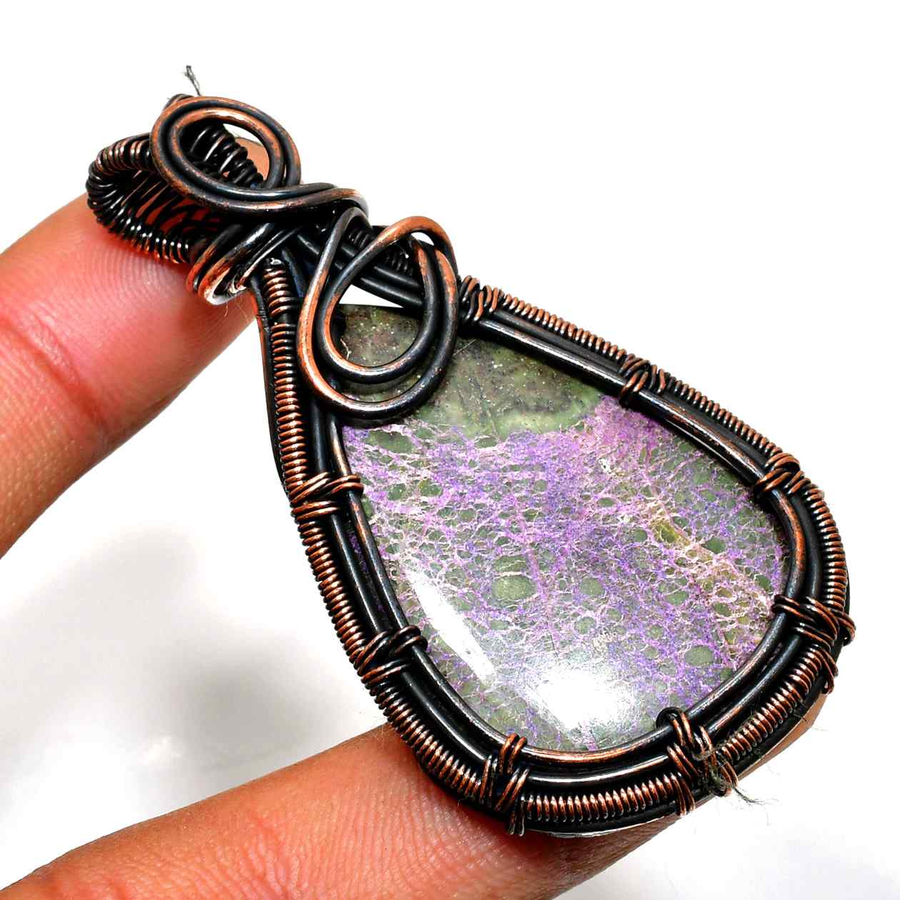 Ezra’s Veil – Mystic Amethyst & Copper Pendant