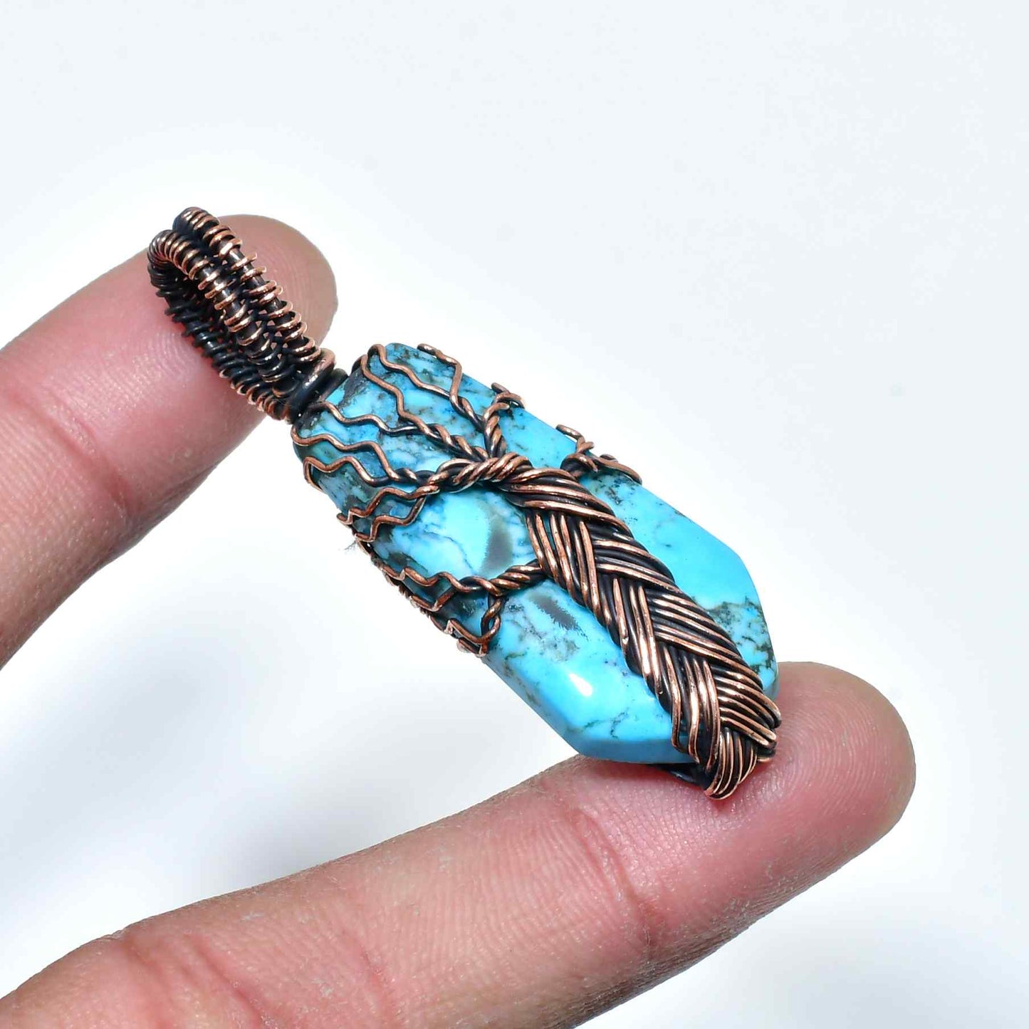 Ember’s Embrace – Vintage Copper & Turquoise Pendant