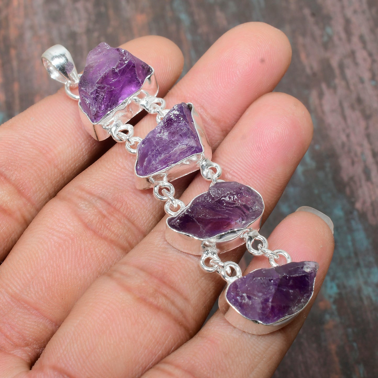 Celestial Cascade – Amethyst & Silver Pendant
