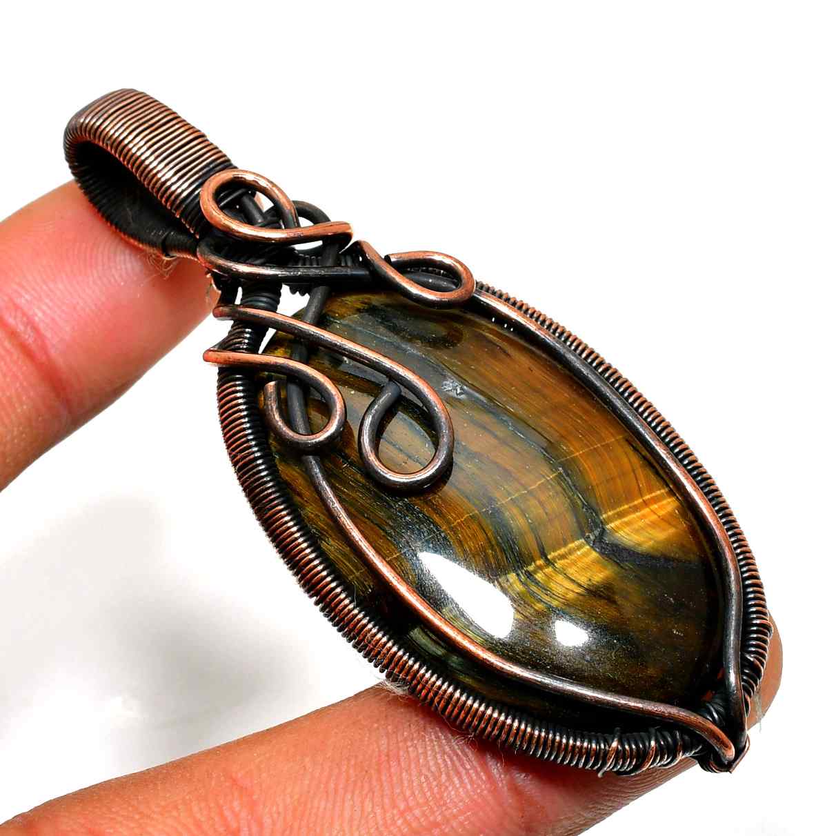 Mystic Eye – Copper-Wrapped Tiger’s Eye Pendant