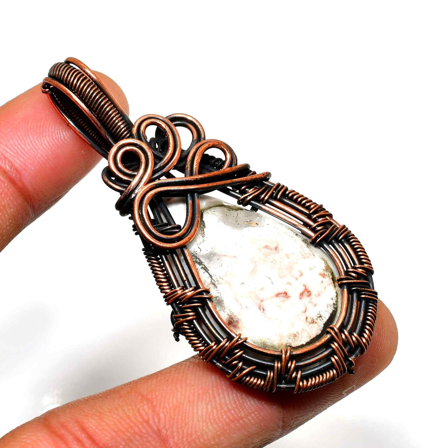 Ember’s Mirage – Copper-Wrapped Natural Stone Pendant