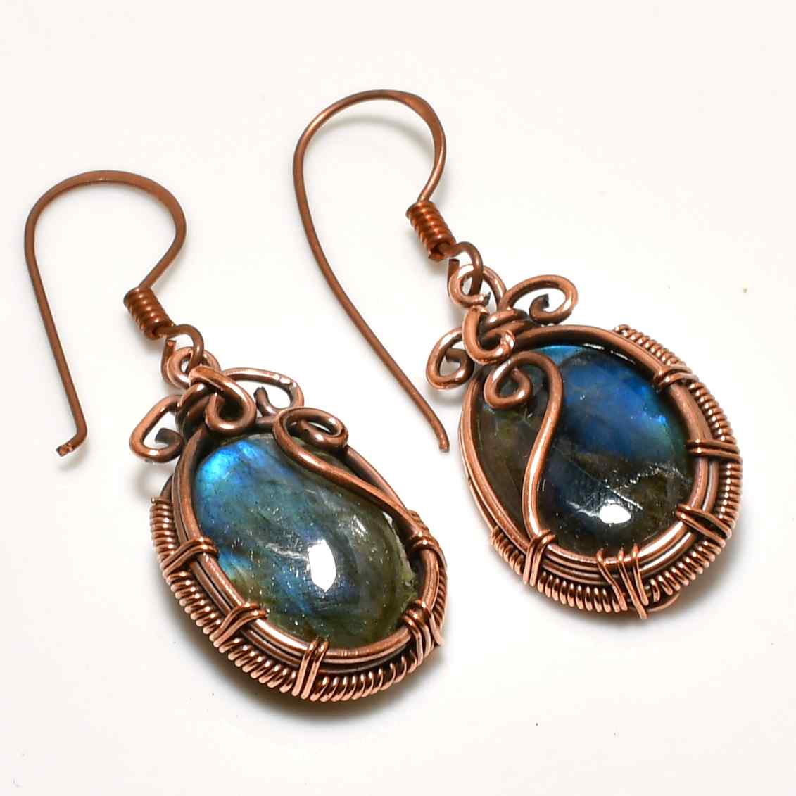 Selene’s Shimmer – Labradorite Copper Earrings