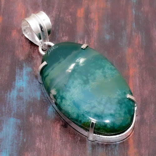 Agate Cascade – Green Agate & Sterling Silver Pendant