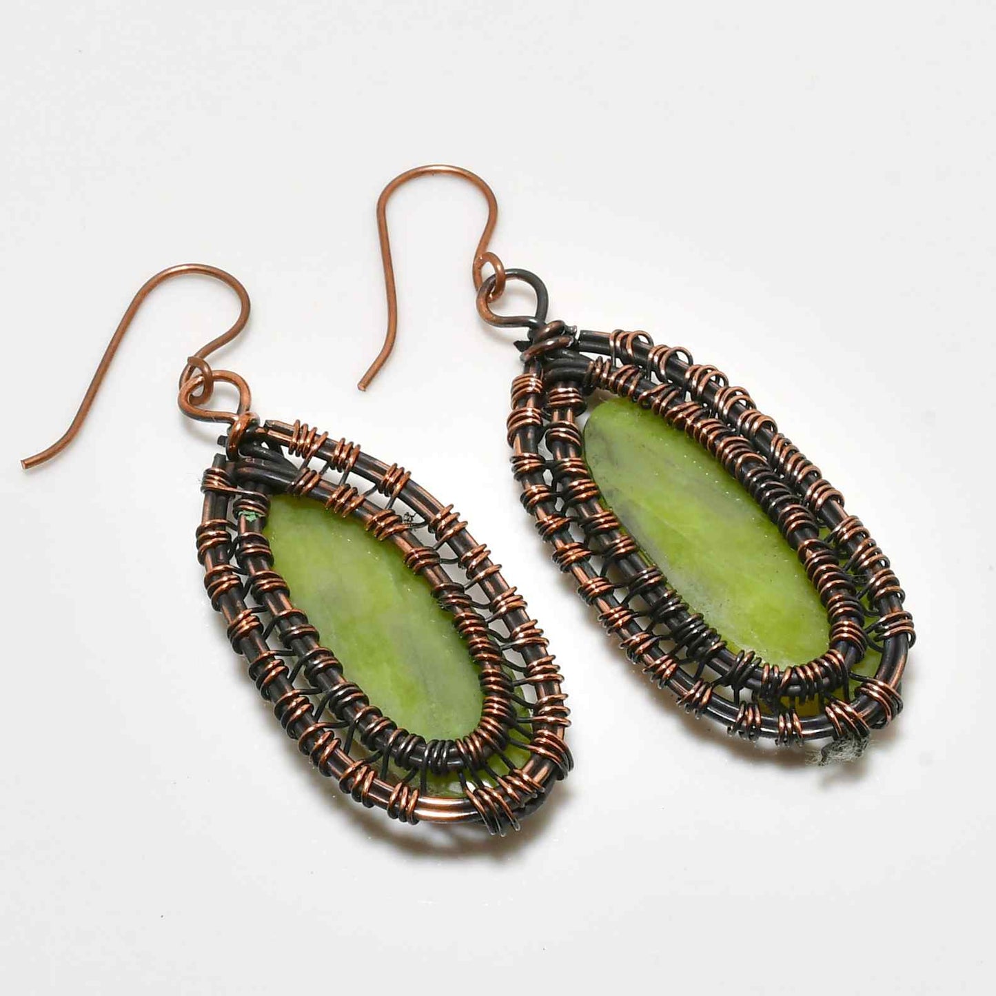 Serenity’s Embrace – Jade Copper Earrings