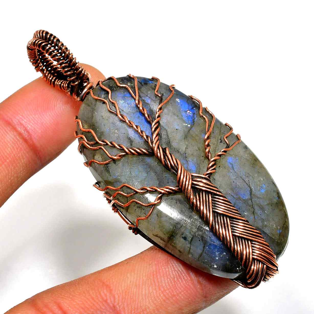 Mystic Veil – Labradorite Copper Pendant