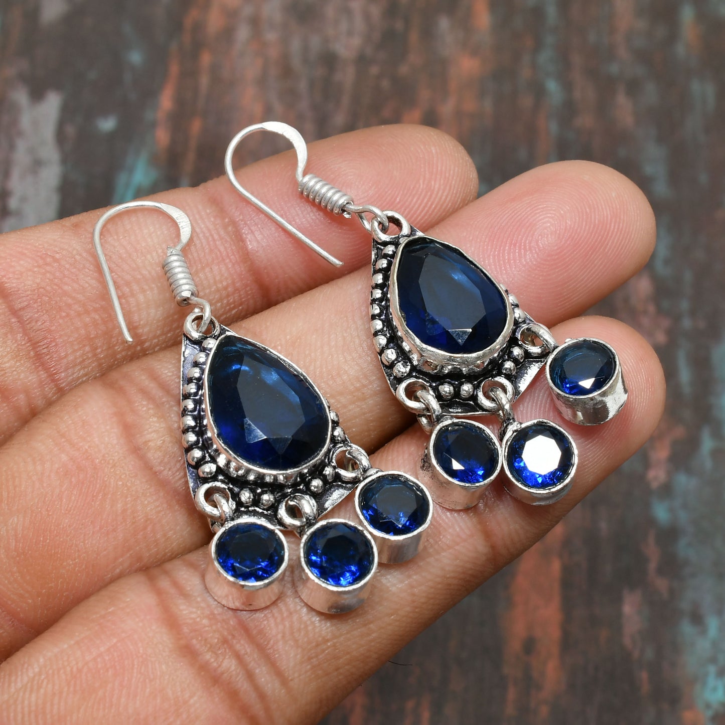 Azure Harmony – Handcrafted Sterling Silver Blue Stone Earrings