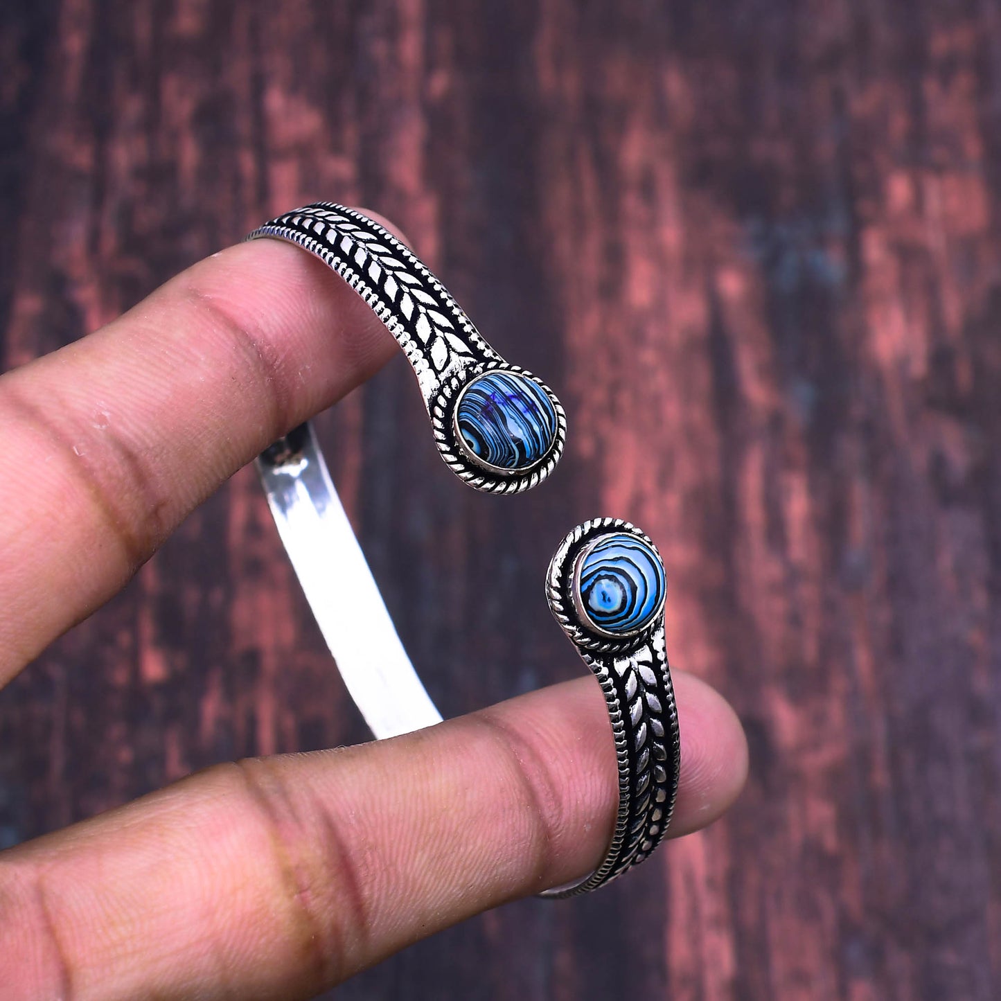 Azure Dreamer – Blue Agate Sterling Silver Cuff