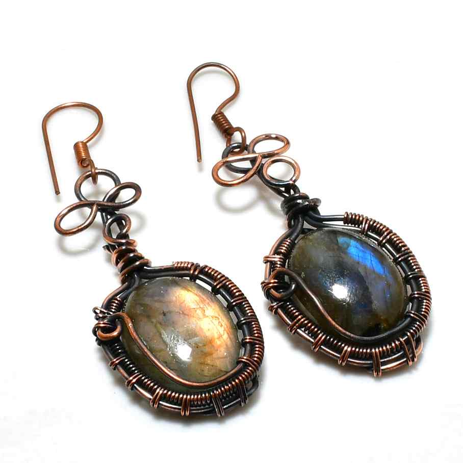 Ember’s Glow – Labradorite Copper Earrings