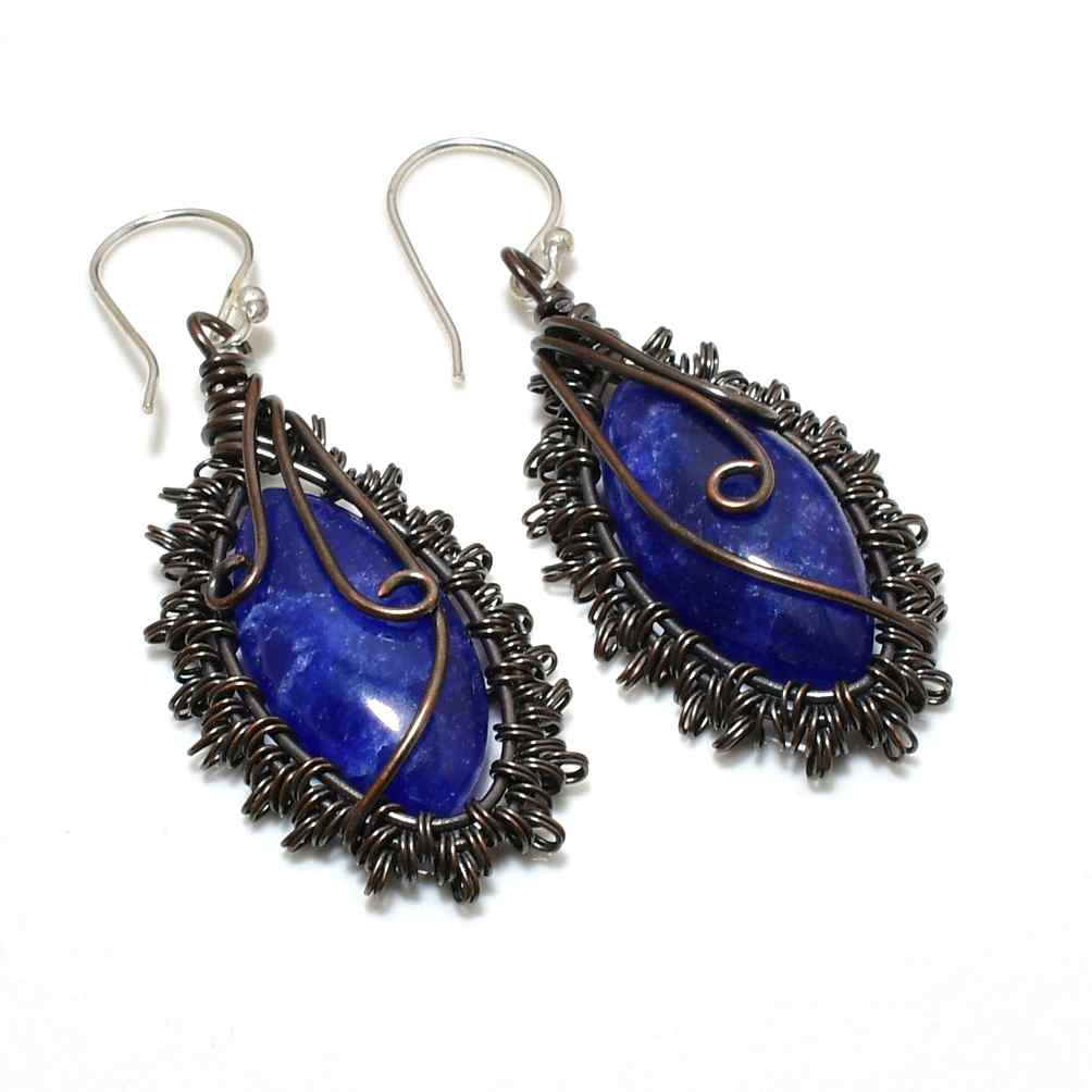 Selene’s Insight – Lapis Lazuli Copper Earrings