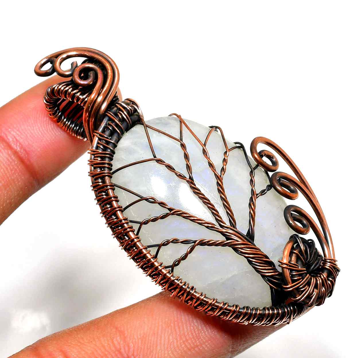 Luna Leaf – Moonstone & Copper Pendant