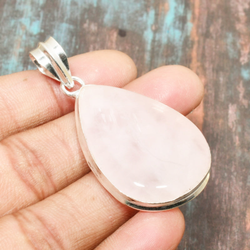 Serenity’s Embrace – Rose Quartz & Sterling Silver Pendant