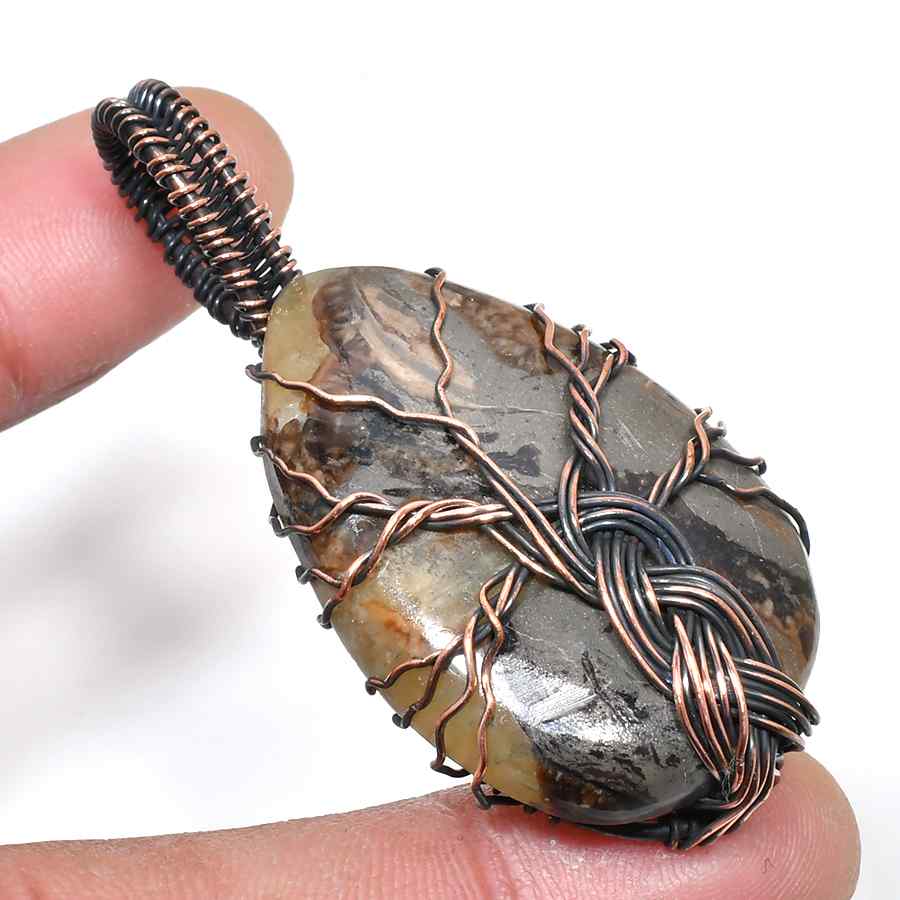 Terra’s Whisper – Natural Stone Copper Pendant