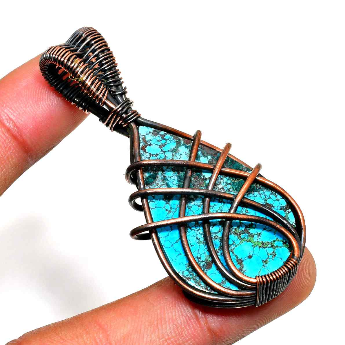 Awakening Waters – Turquoise & Copper Pendant